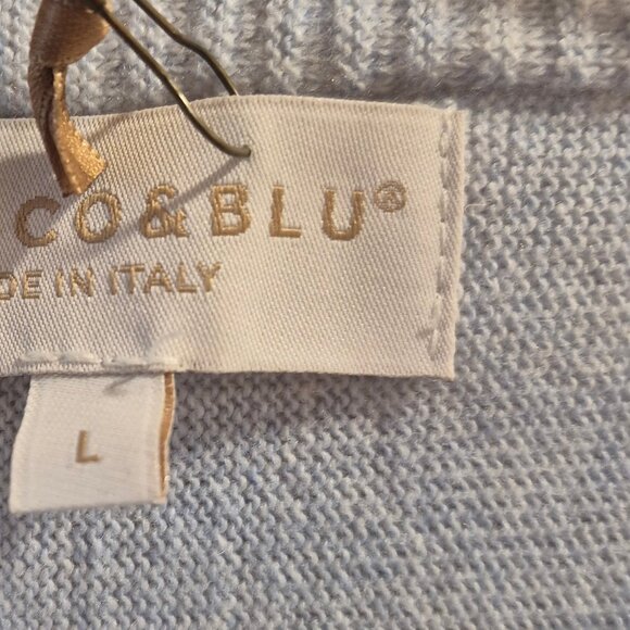 Bianco & Blue Cashmere Blend Sweater Made in Italy Size Large - Picture 10 of 12